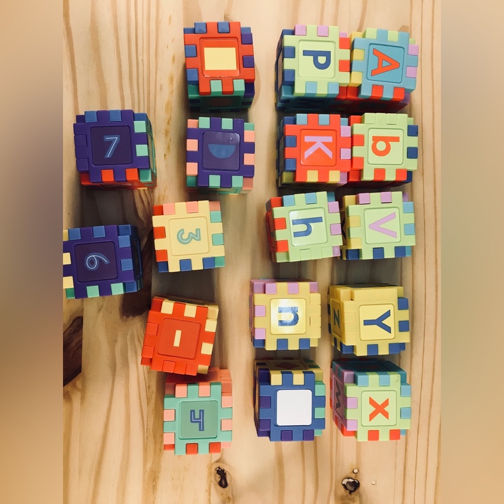 102 Pcs Small Interlocking Puzzle Blocks Uppercase Lowercase Letters & Numbers